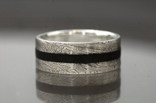 Mokumé Gane and Black Jade Inlay Ring