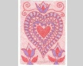Micro  Mosaic ACEO Original Valentine in Pink  Red and Purple  by Theodora