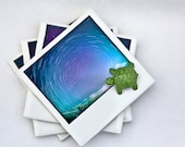 Polaroid Coasters Galaxy - Night Sky with Stars - Ceramic Set of 4 Drink Coasters