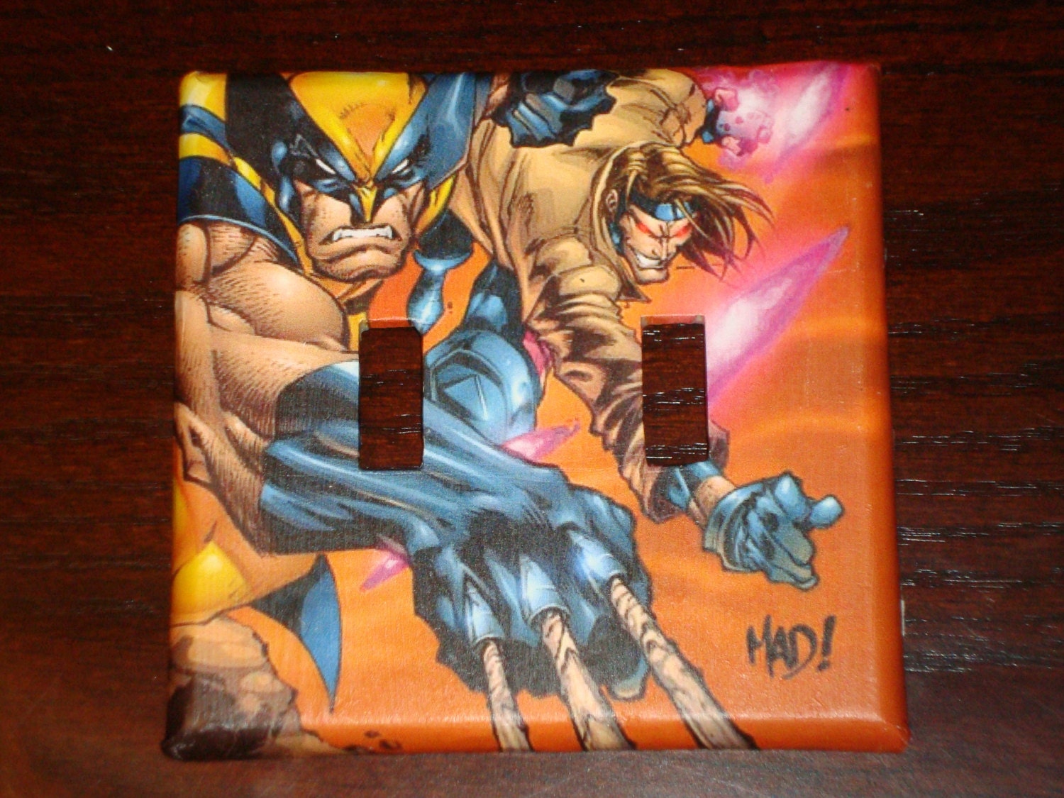Wolverine and Gambit X-Men Double Light Switch Plate