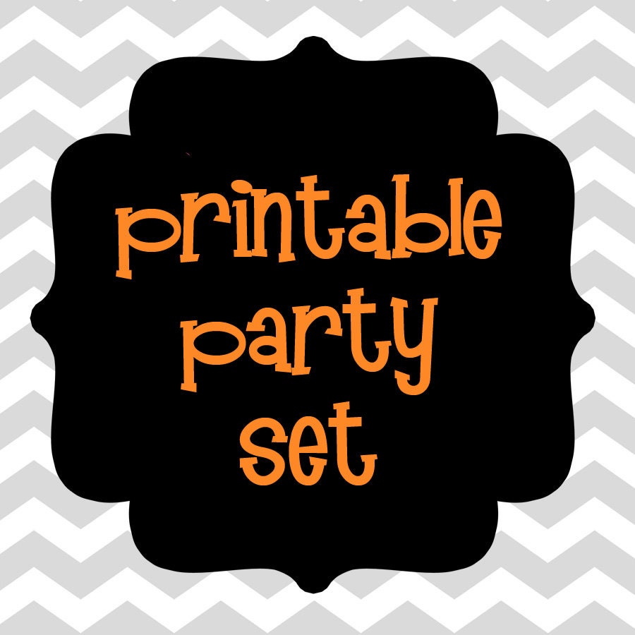 Custom Printable Party set - Digital files- Printable Invitation - Favor tags - Banners