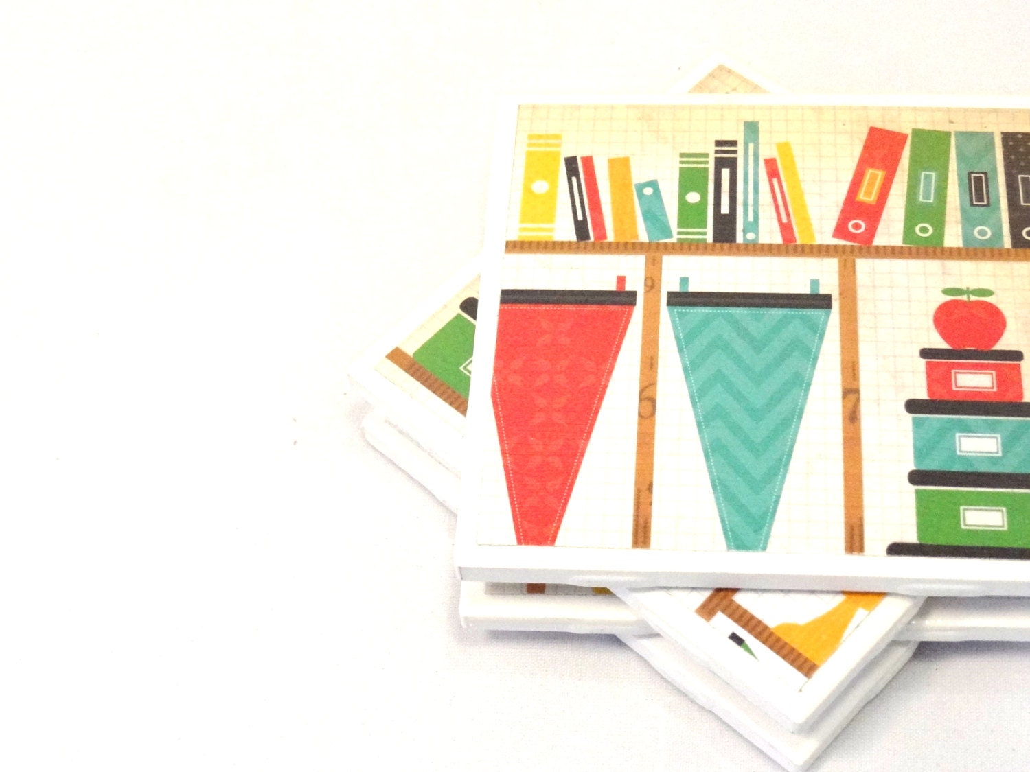 Tile Coasters - School Days - Set of 4 - Teacher Gift