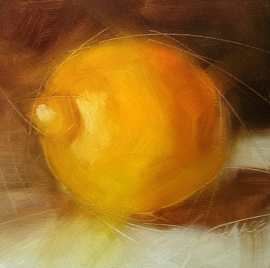 Small Oil Painting, Lemon, Daily Painting, Food Fine Art, Unframed Art
