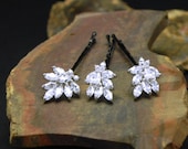 Wedding Hair Pins, Hairpins, Accessories, CZ Hairpins, Hair Jewelry, Bridal Hairpins, Bobby Pins: Leaf Hair Pins