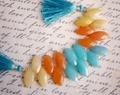 New  Rainbow Blue Tangerine Butter Marquise Chalcedony Briolette Beads Perfect For Pairs