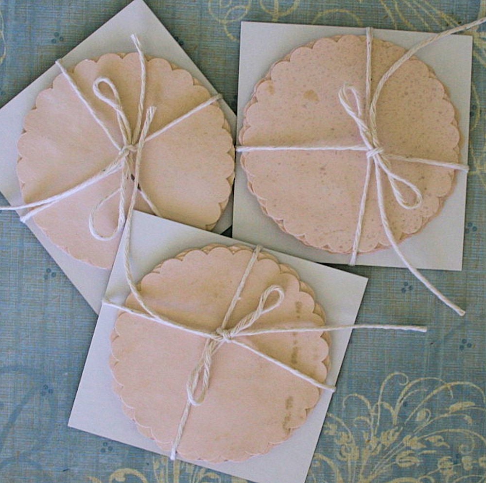 3 1/2 in Wide 12pcs Hand dyed Cardstock Flower Circles scalloped edge