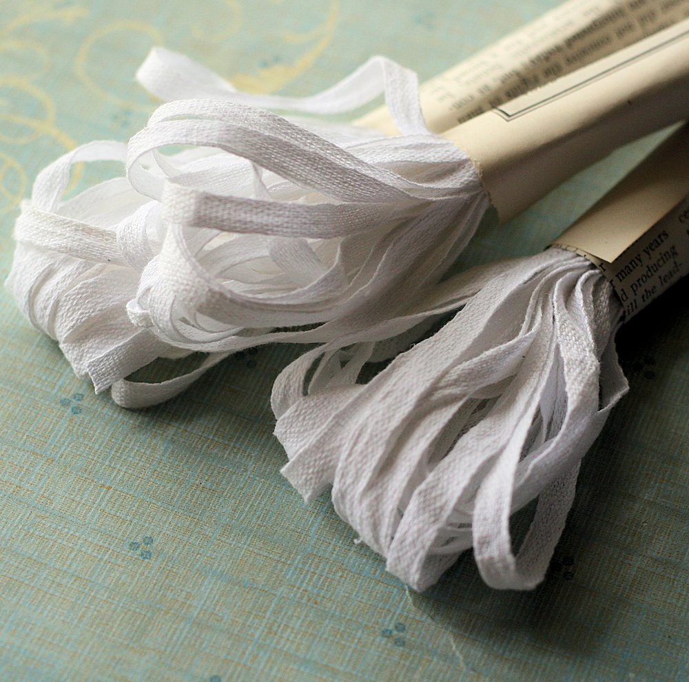 Save BIG New Item 100 Yards White Cotton Ribbon 1/4 inch wide tag ties