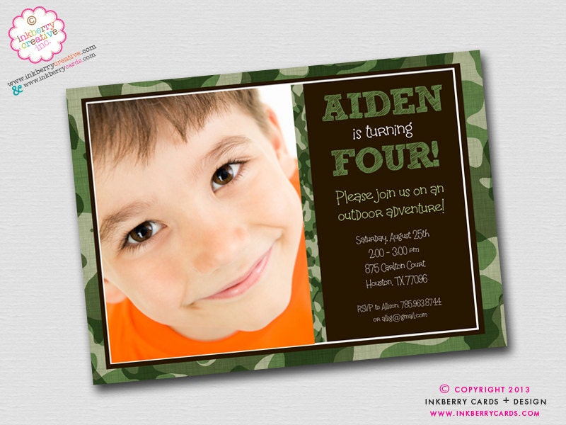 Undercover Camo - Camouflage Theme Birthday Party Invitation (Digital File OR Printed Cards Also Available) Il_570xn