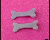 Purple Glitter Bone Hair Clips