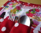 Cutlery Roll, Napkin Roll, Picnic Cutlery, Cutlery Case, Heart Snap, Knife Fork Spoon Roll