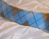 Argyle Custom Dog Collar in Blues & Tans Sizes XS to XL
