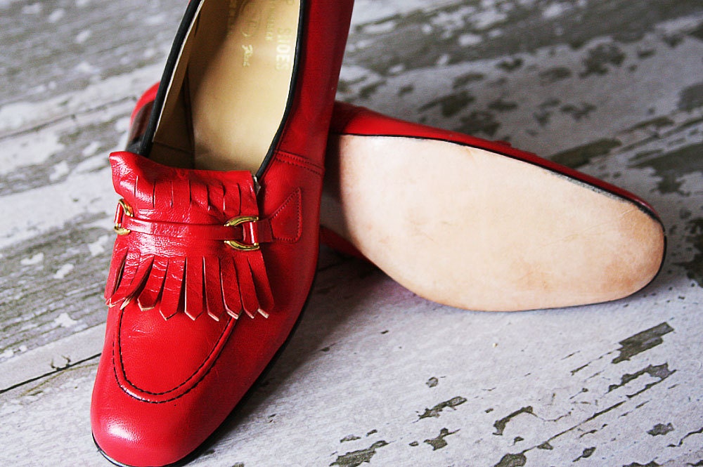 Vintage Shoes Heels by FSP Musebeck Womens size 9 1/2 Bright red New