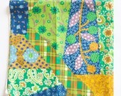 Vintage 1970s Bright  Patch Work Floral Fabric Gloria Vanderbilt for Bloomcraft