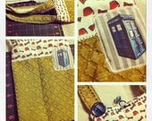 Doctor Who Inspired TARDIS Bag, Brown Handmade Police Box Purse with Fezzes & Bow Ties
