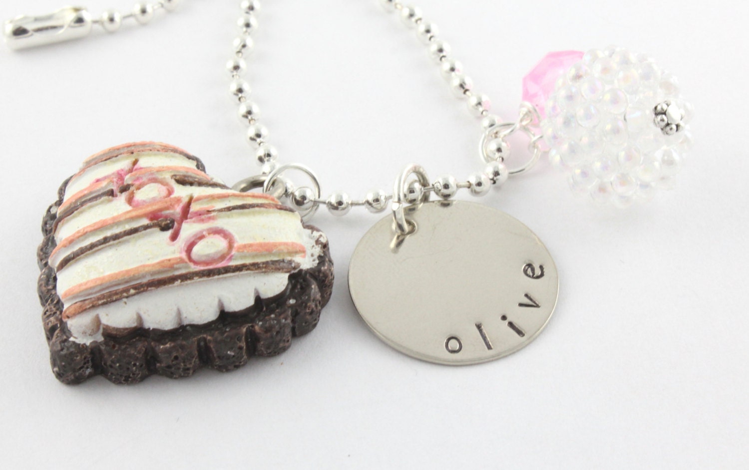 Love Heart XOXO Personalized Charm Necklace for Girls - Hand Stamped Heart Necklace - Valentine's Day Gift For Children