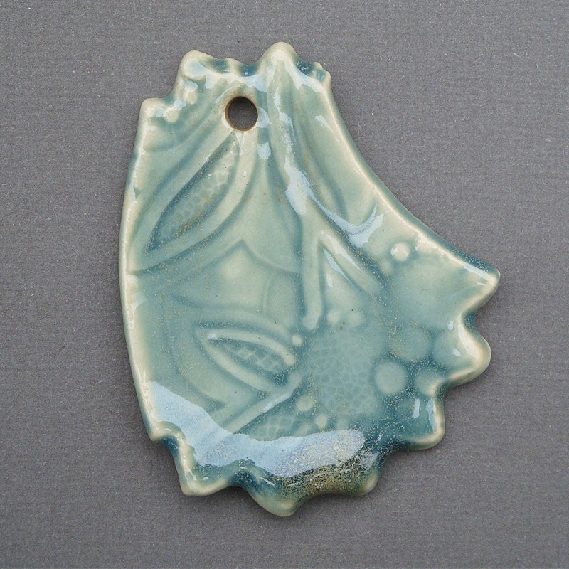Porcelain Flower Pendant in Blue Green
