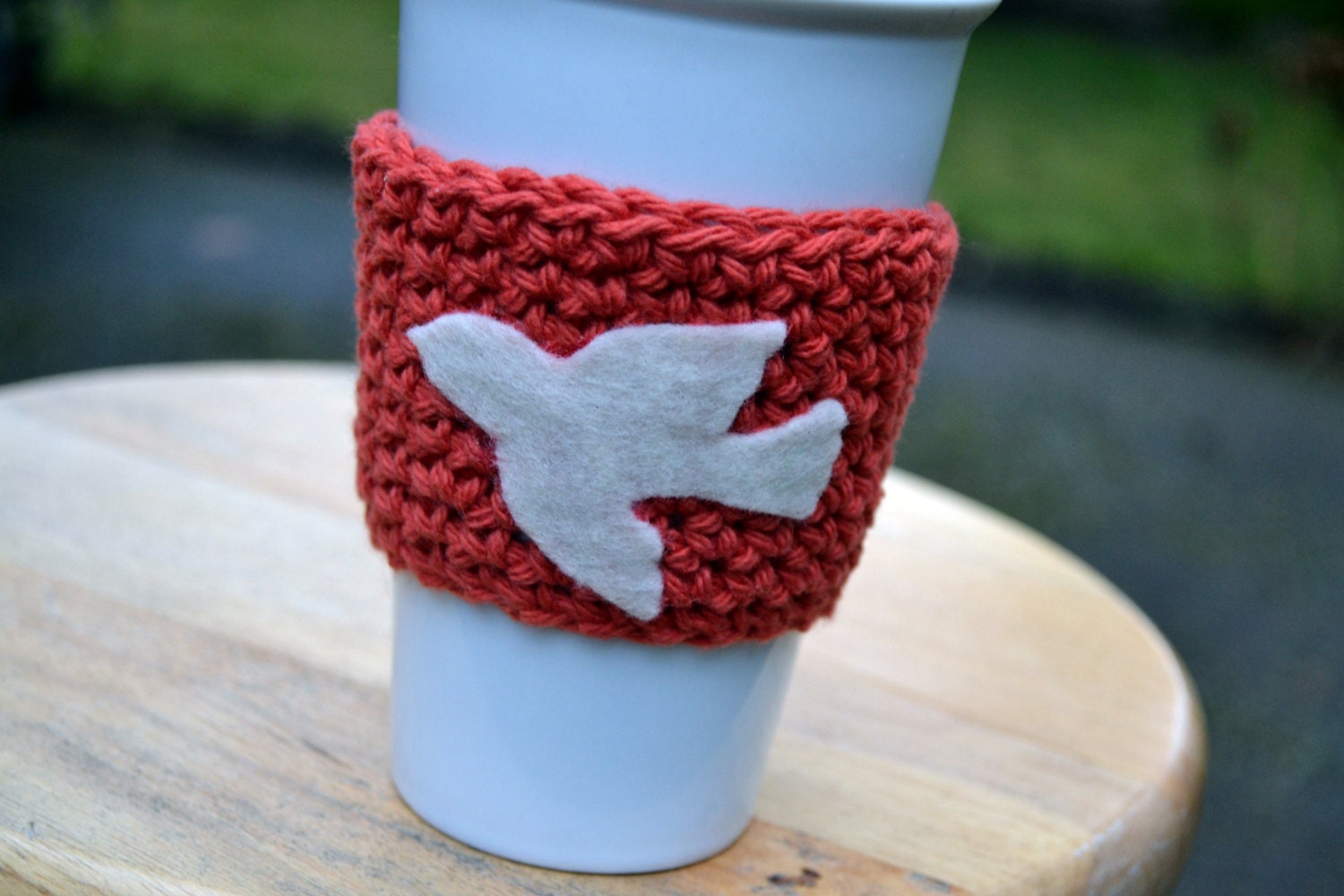 Ship FREE Bird Coffee Cozy Portlandia inspired orange pumpkin sparrow cream off white warm winter beer cup mug personalized java sleeve