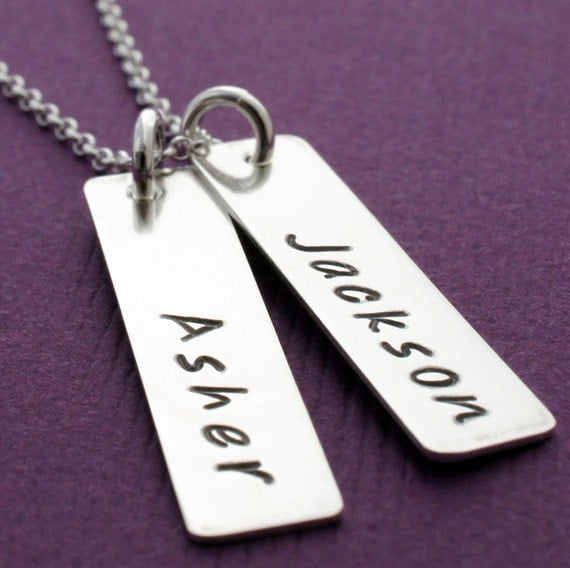 Baby Name Necklace TWO Personalized Name by EclecticWendyDesigns