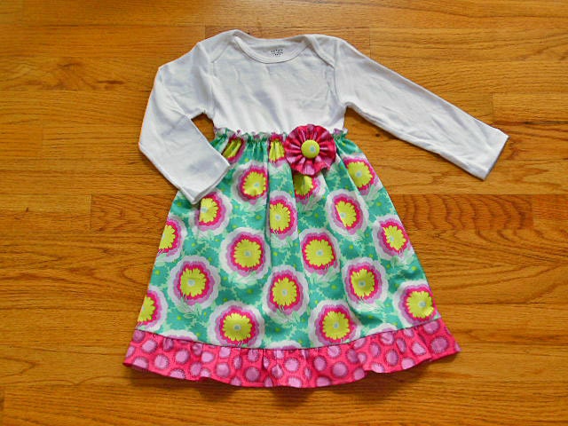 Baby Girls Onesie Dress - NB to 24 mos - Buttercups in Pink - Soul Blossoms Collection