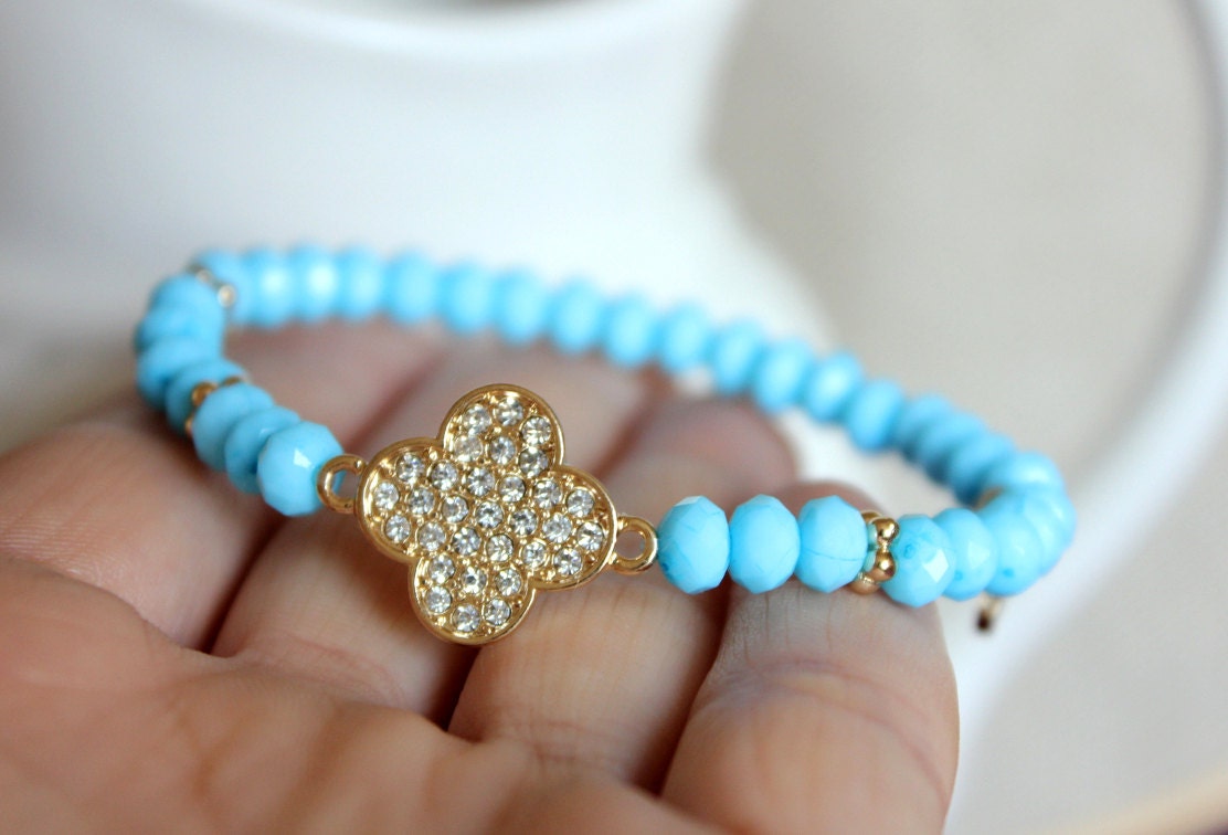 Anthology27, Sweet love bracelet in blue, crystals and gold