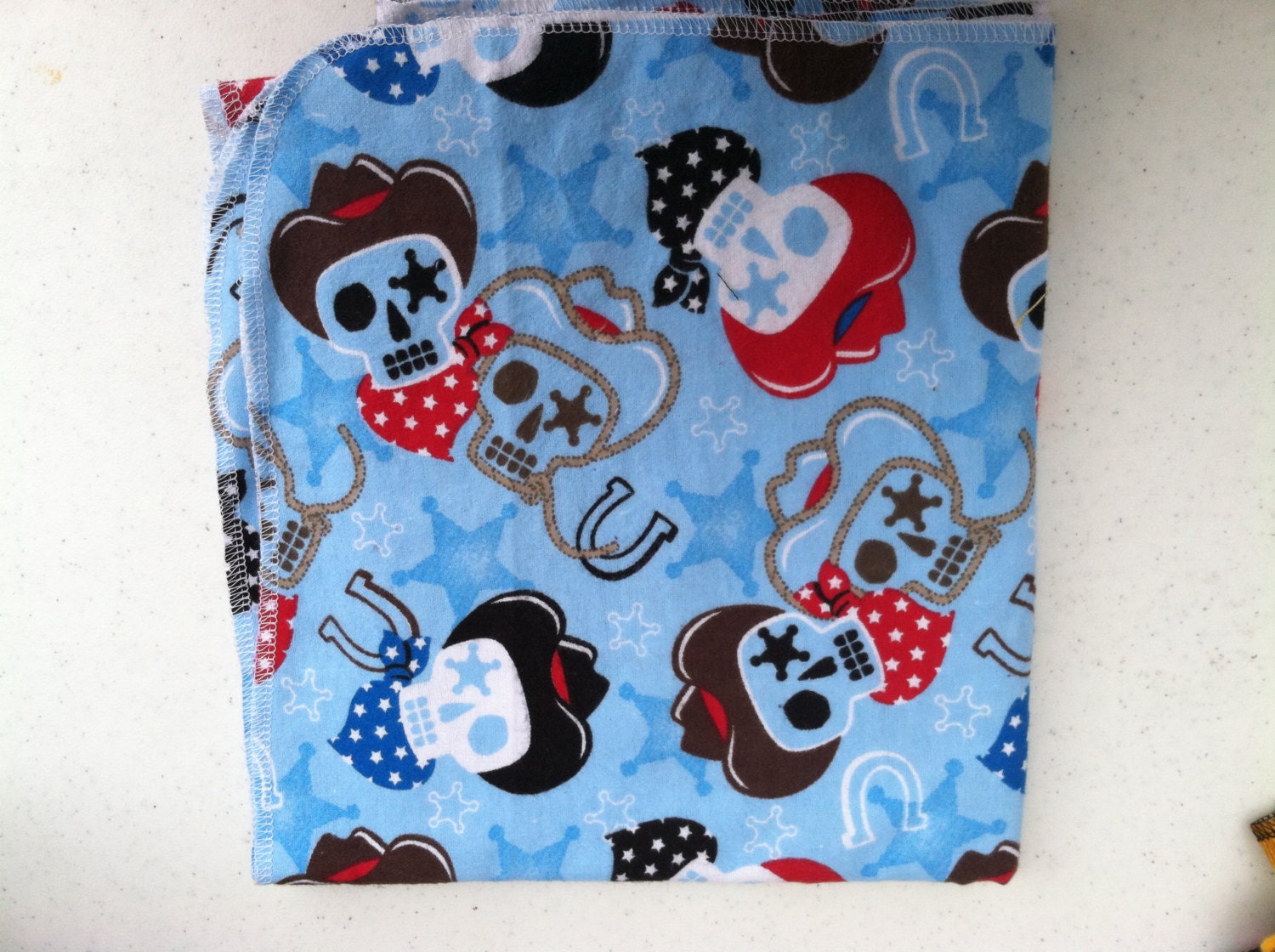 Cowboy flannel receiving blanket