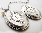 Initial locket necklace, Personalized locket, wedding jewelry, dual two initials monogram necklace, bridal wedding locket necklace