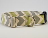 Green and Grey Chevron Handmade Dog Collar