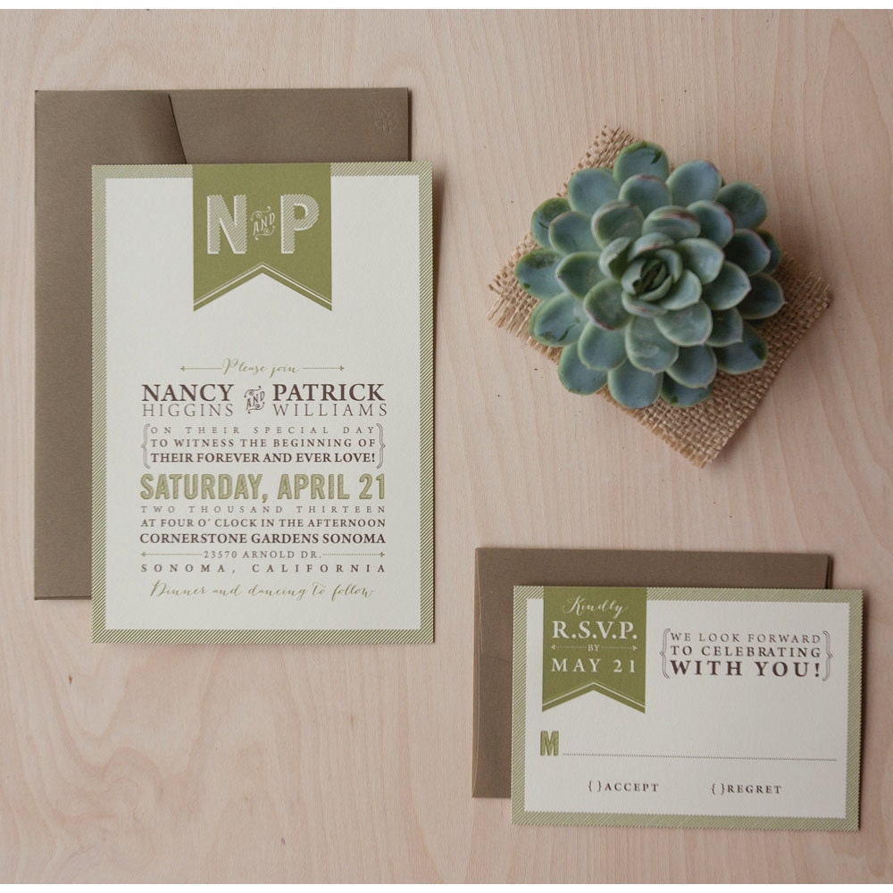 Rustic Wedding Invitation - outdoor wedding invitation, vintage invitation, woodlands invitation,  rustic chic, retro inivtation
