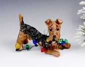 Airedale Terrier Ornament Christmas Lights Porcelain