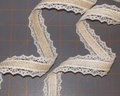 Skinny Burlap and Lace Ribbon - 1 inch x 3 yards
