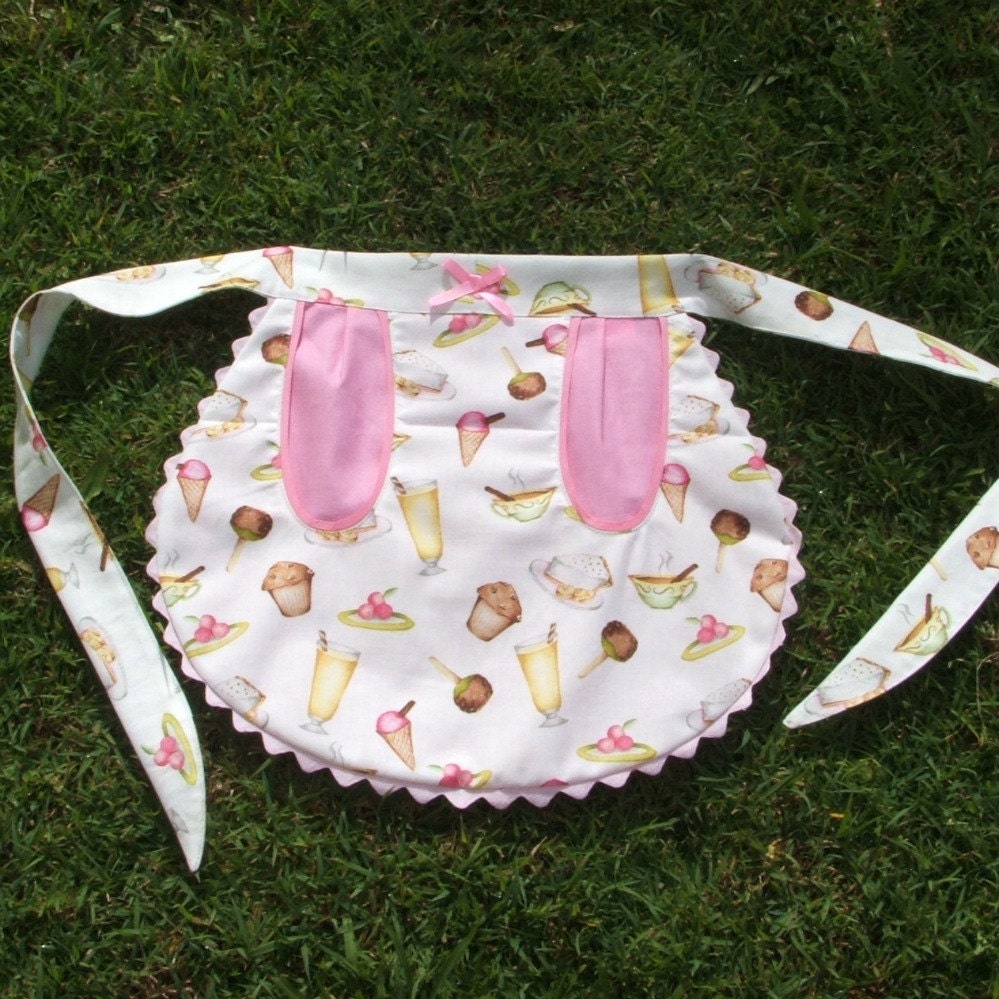 Cute half apron for girls, with large pocket for dress up or cooking