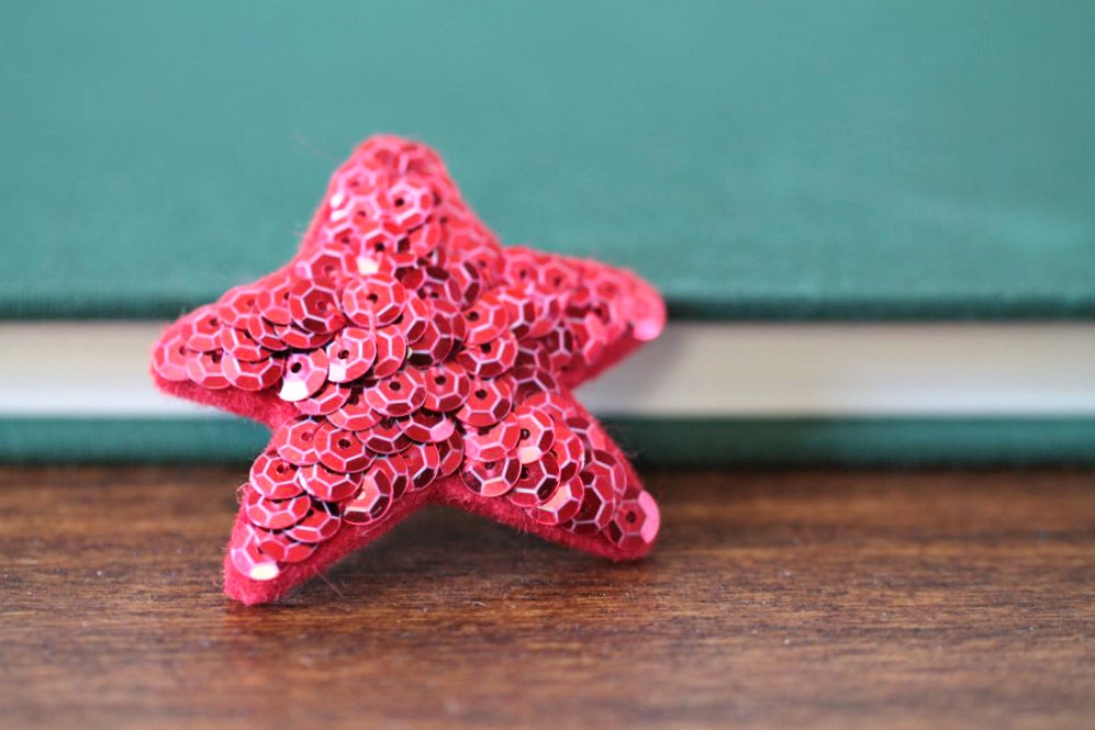 Ruby Star Barrette // Sequin Celestial Hair Accessory by OrdinaryMommy on Etsy