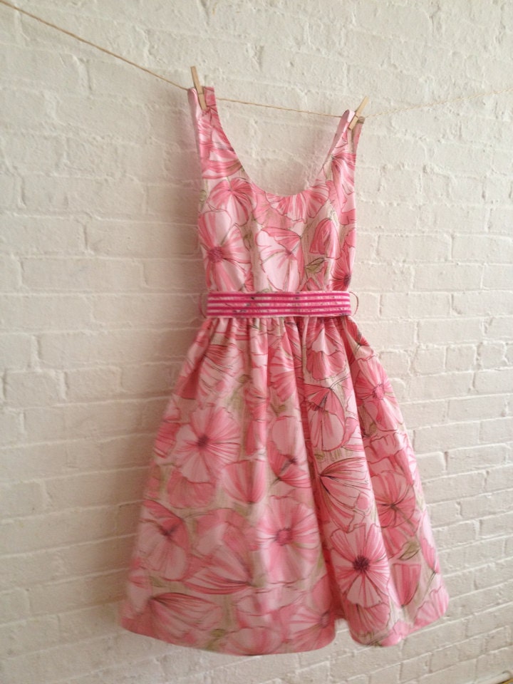 Pink poppies...custom Tea Dress