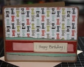 Handmade Happy Birthday Card Cat Kitten Kitty Kraft Feline Mouse Bird Fish (No.108)