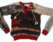 HAND KNITTED landscape WOOL sweater, xs