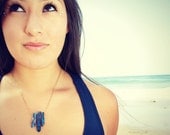 CRYSTAL quartz necklace in blue, peach, clear, or gold crystal