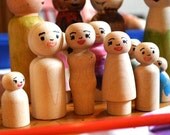 Children DIY Waldorf Toy, Unfinished Family of 5 Wooden Dolls with Faces, Supply Kids Wooden Toy