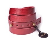FREE SHIPPING Wine leather wrap cuff