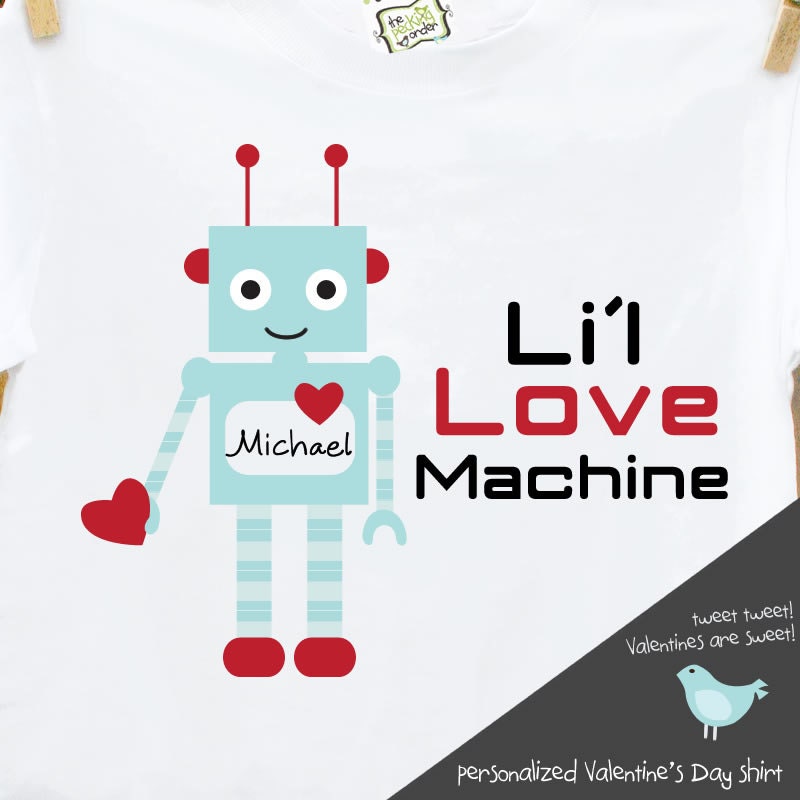 Valentine's Day personalized robot little love machine t-shirt