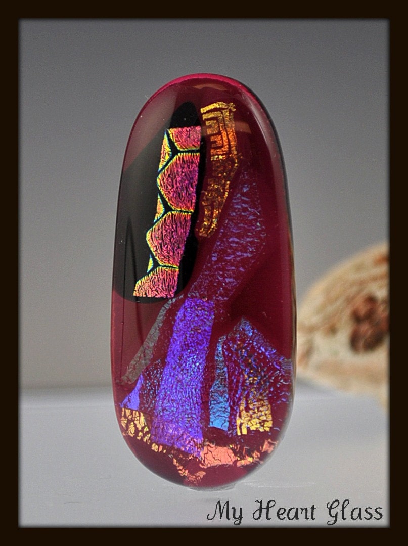 Fused Dichroic Art Glass Cabochon