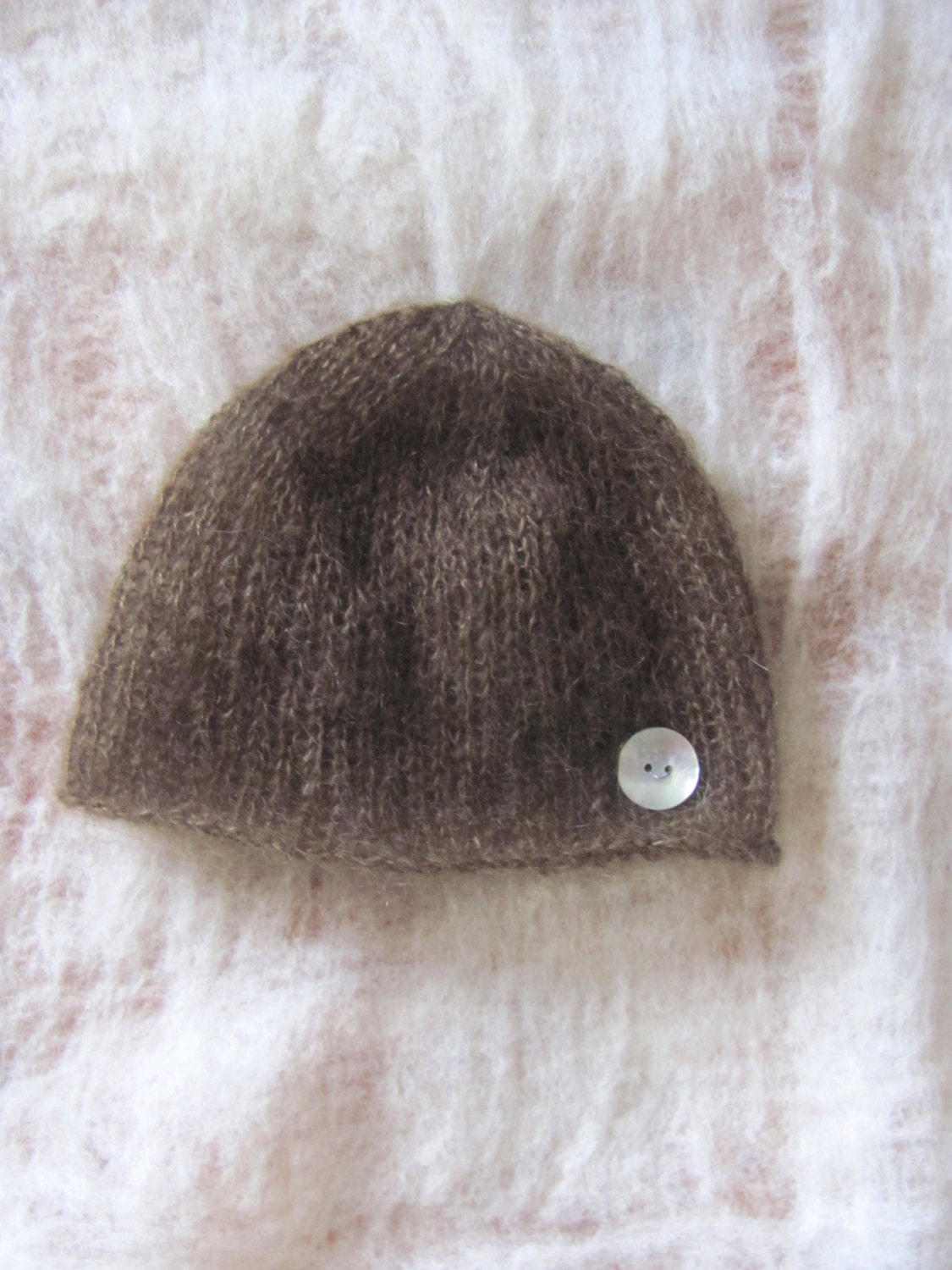 Chocolate Beanie Newborn Photographers Prop Baby Boy or Girl