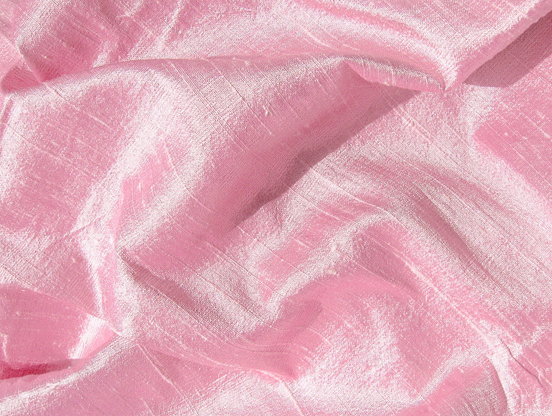 Sparkling Pink Iridescent Dupioni Silk Fabric 11 x 36