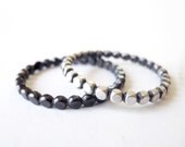TWO Sterling Silver Bead Band Stacker Rings - Stackable Rings - 925