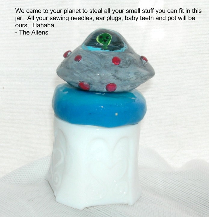 Alien space ship trinket jar or ring box