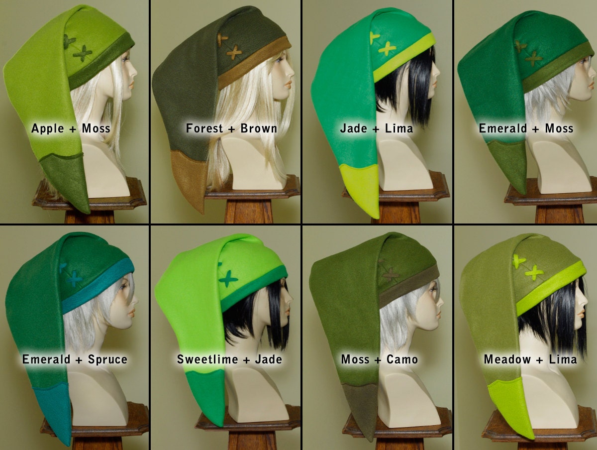 Legend of Zelda - handmade custom cosplay Link hat in Your Color Choice