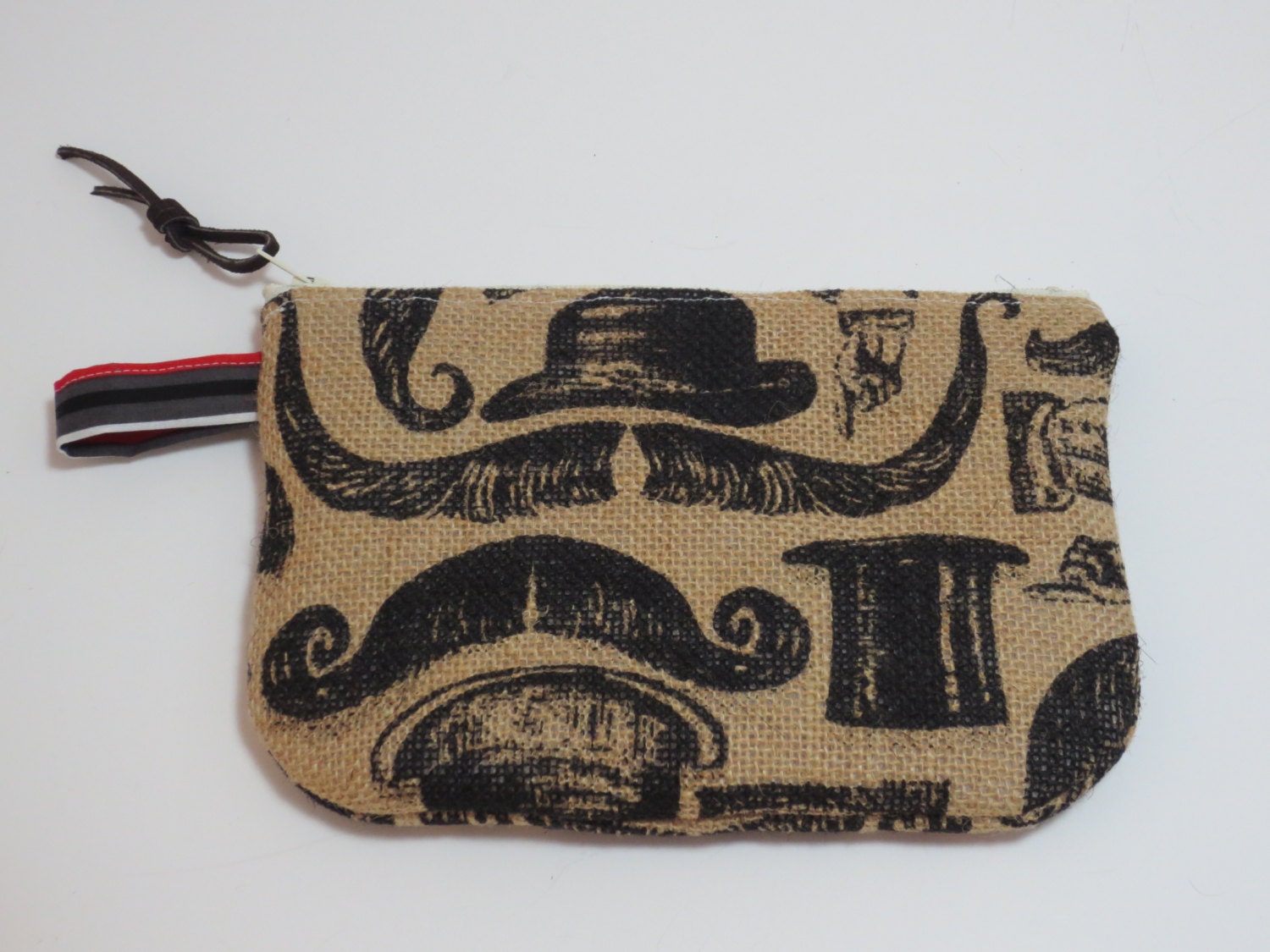 Mustache Clutch Burlap - Top Hat Mustache - Burlap Clutch - Mustache Clutch