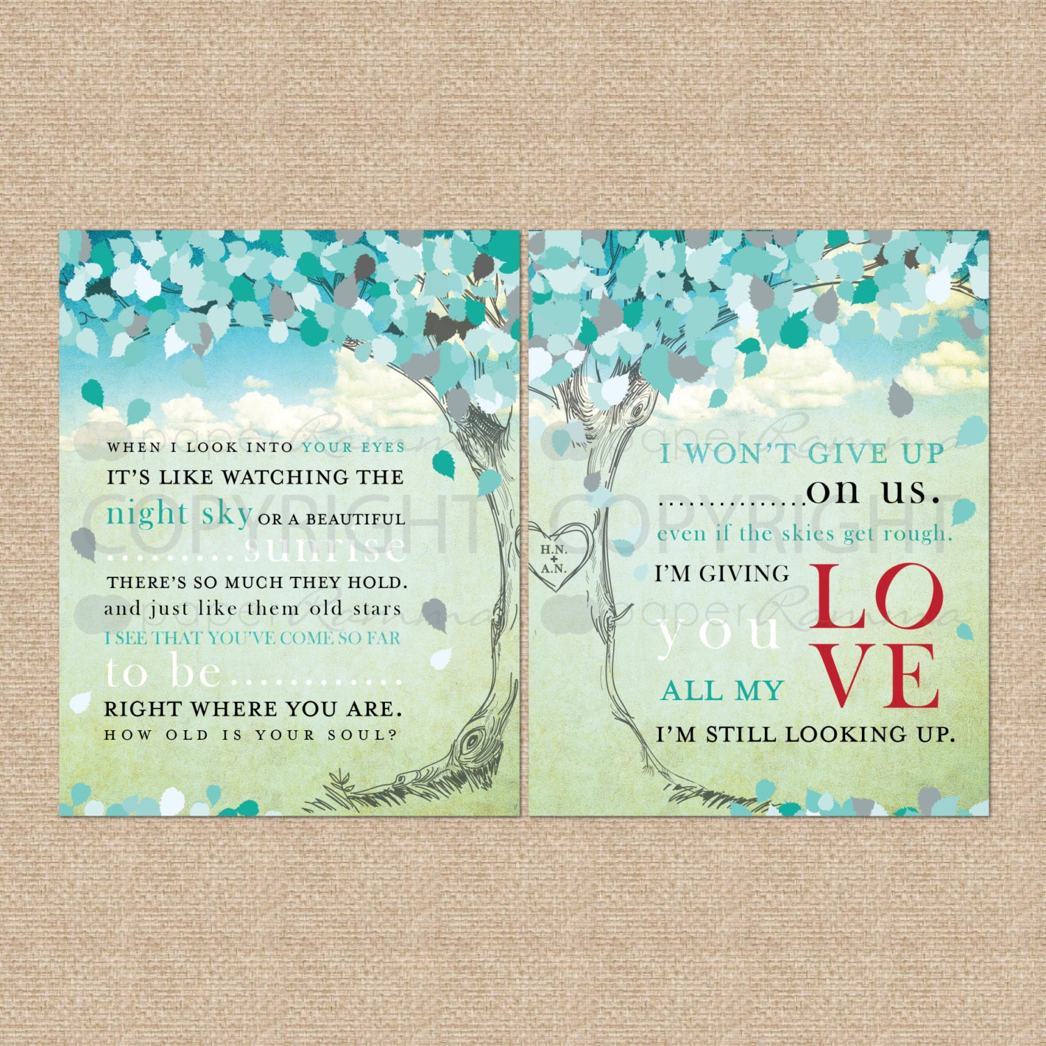 Wedding Song Lyrics Print - A Personalized Keepsake, great gift / wedding / anniversary gifts, Giclée Art Print, Set, 11x14