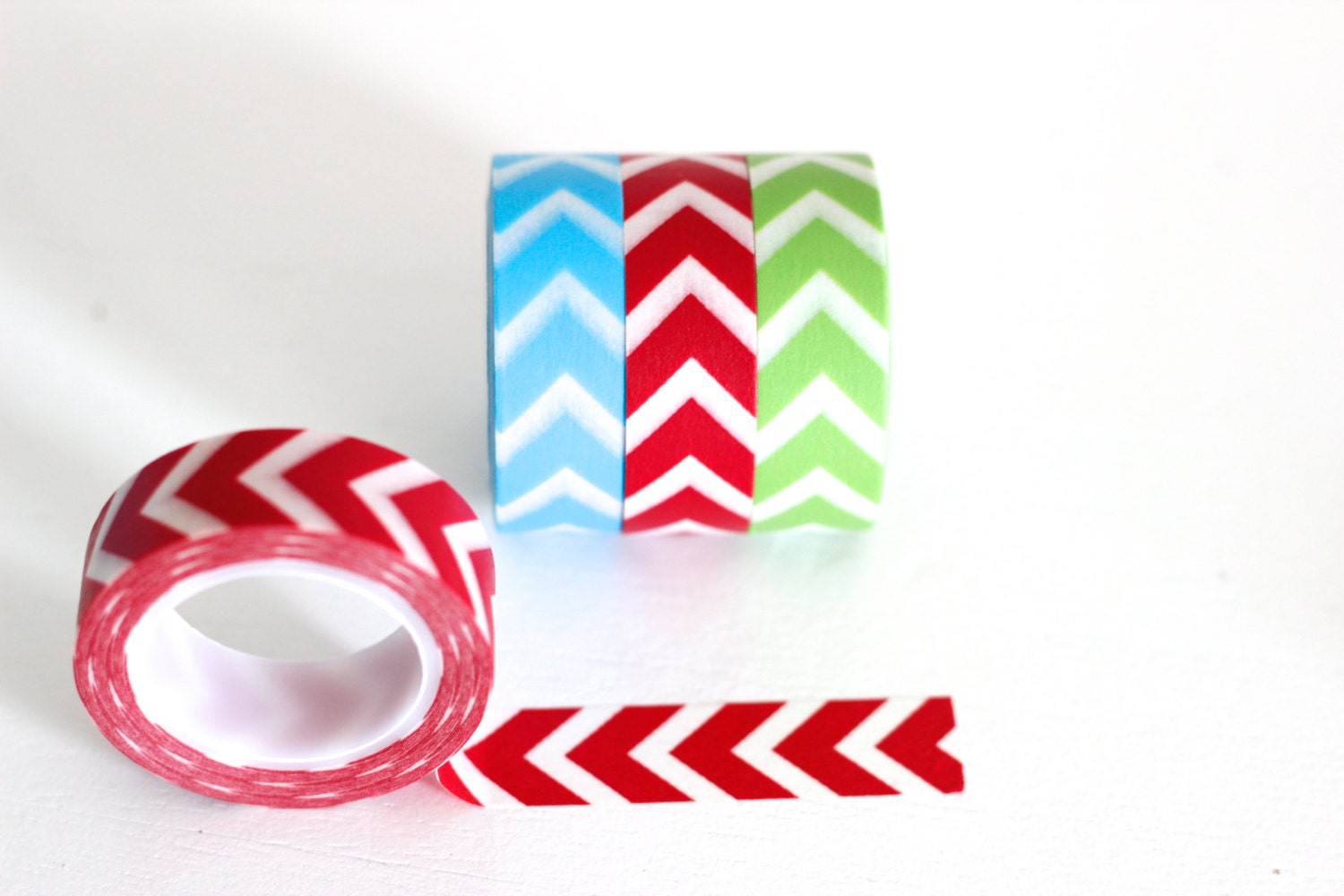 Chevron washi tape, choose 1 roll, aqua blue, red, or green Japanese masking tape craft supply Choose your color