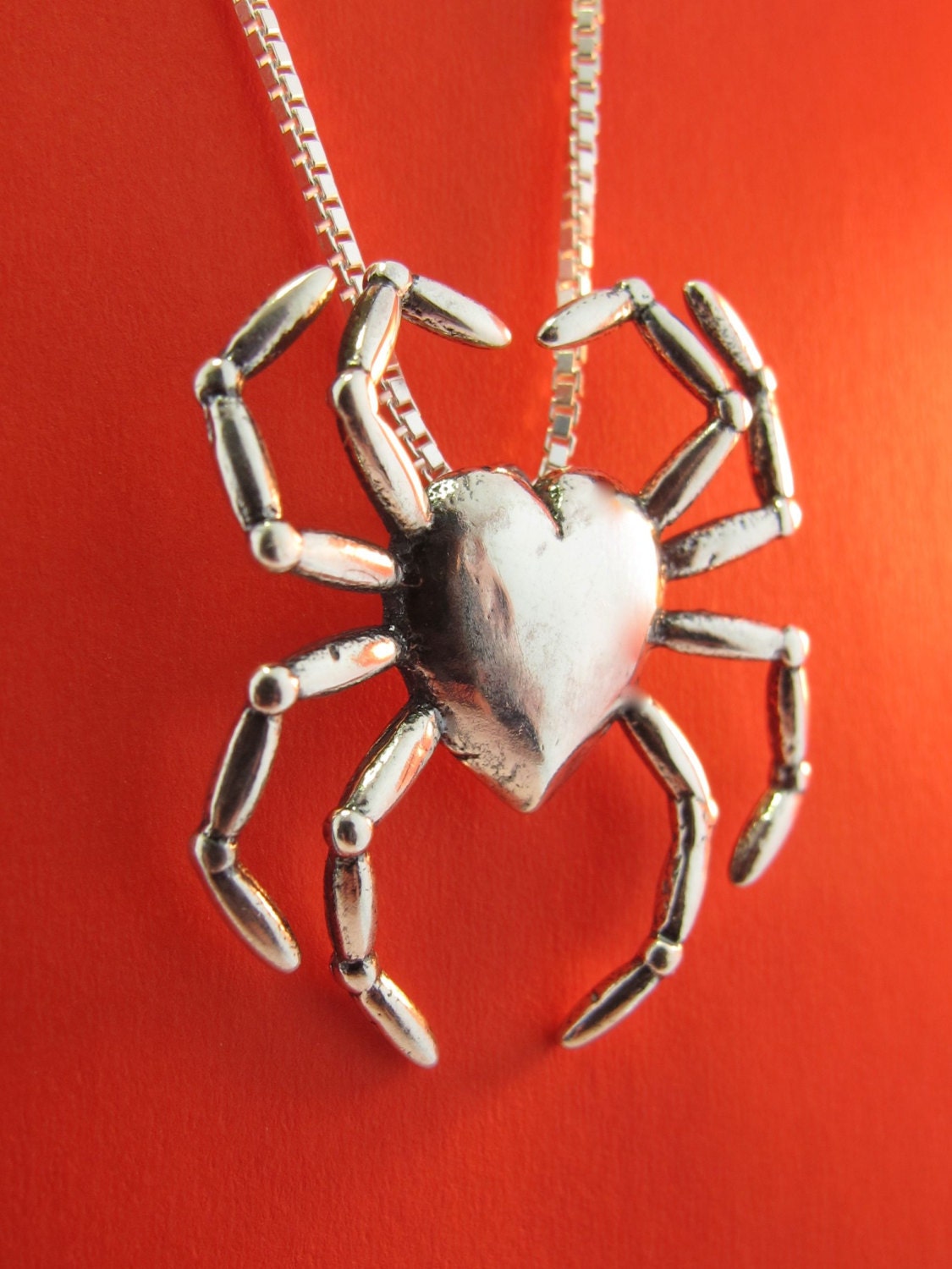 Silver Spider Heart Charm