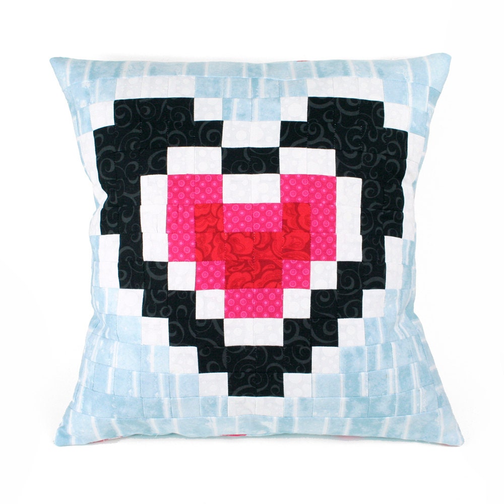 Legend of Zelda Heart Piece Quilted Pillow Cover
